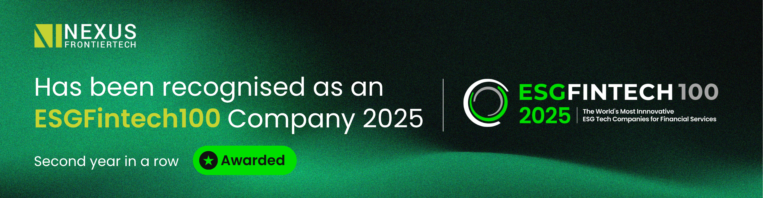 Second Year in a Row: Nexus Recognised Among the World’s ESGFinTech100 Innovators